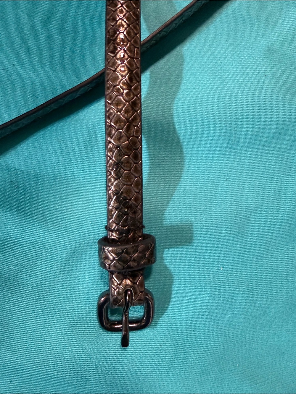Women Textured Metallic Black Leather Belt